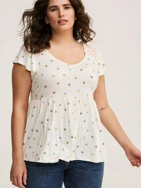 Torrid Smocked Flutter Sleeve Babydoll Top